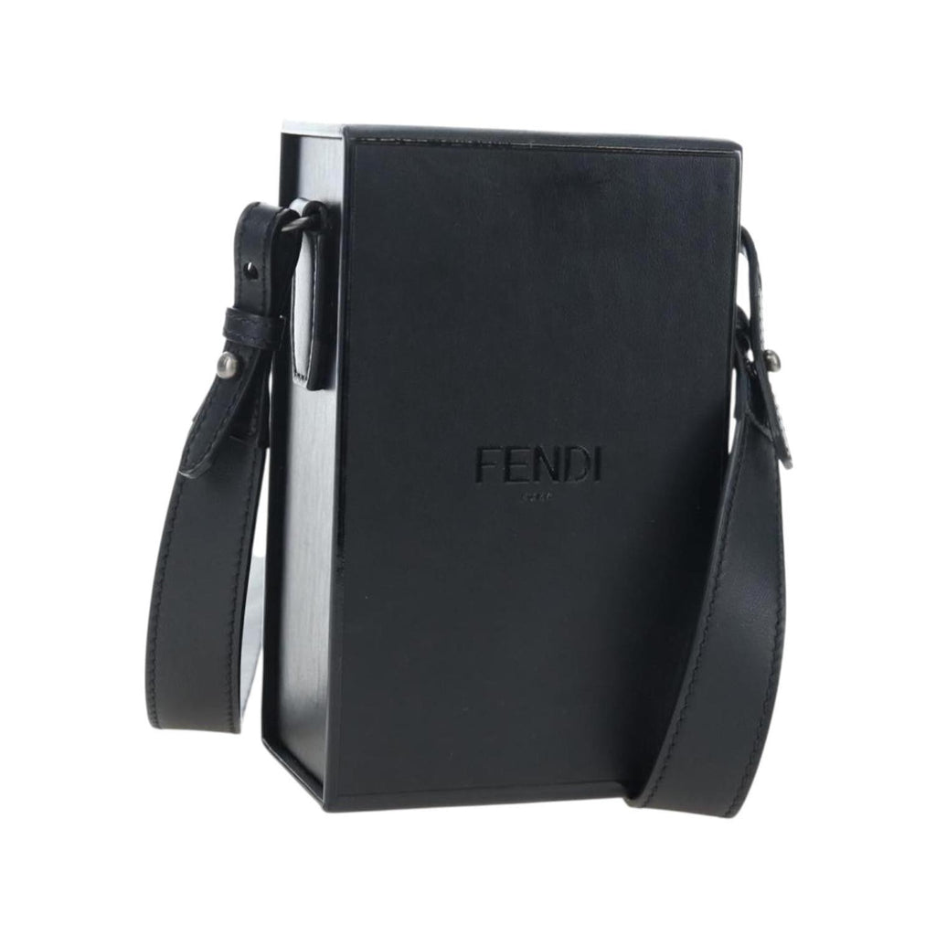 Sac Porté Épaule Fendi Logo Vertical Box Cuir - Noir