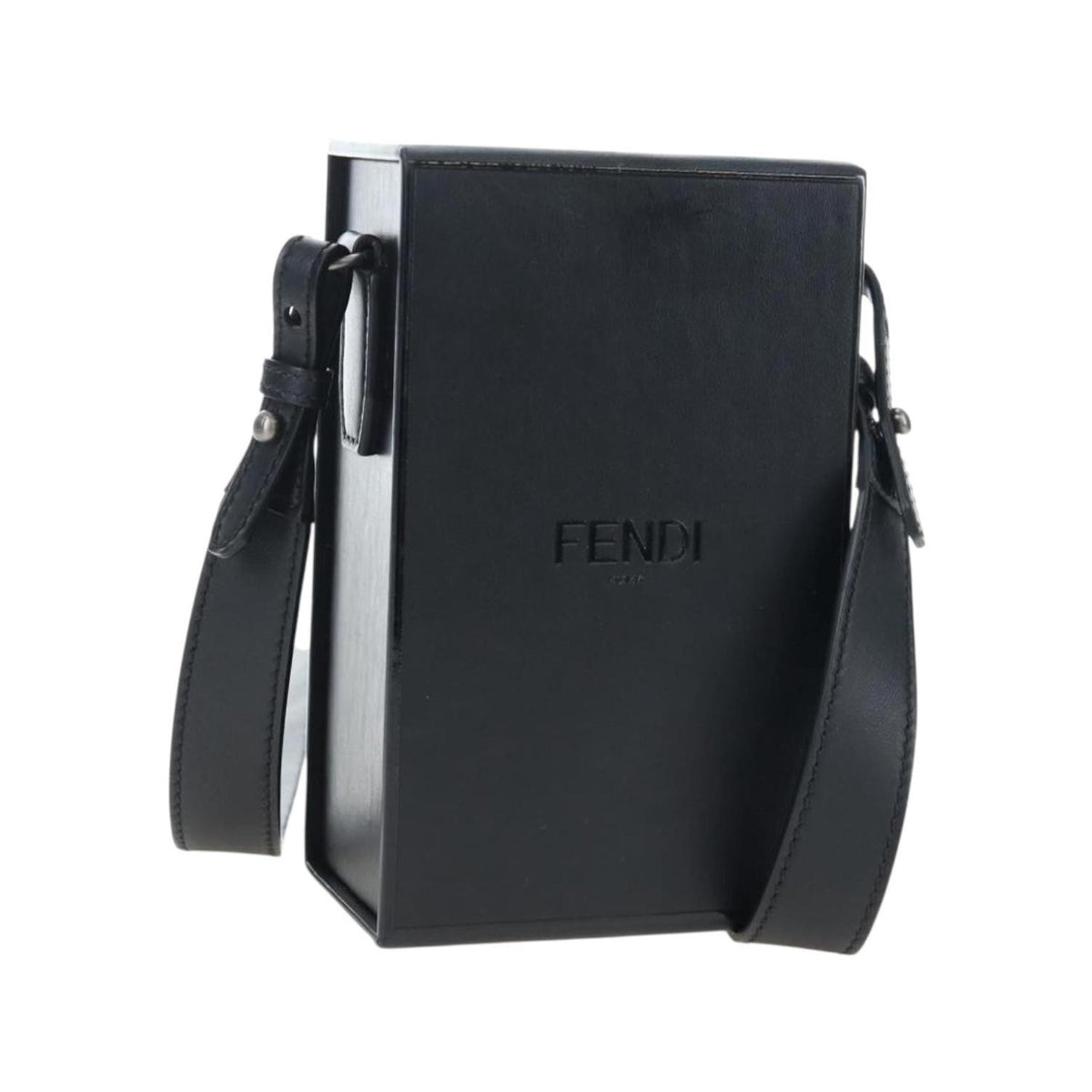 Sac Porté Épaule Fendi Logo Vertical Box Cuir - Noir