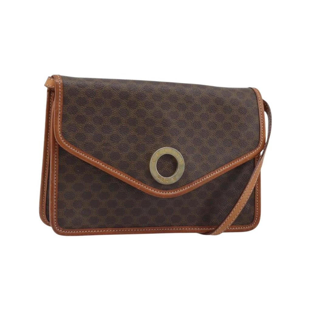 Sac Porté Épaule Celine Vintage Macadam Circle Logo Toile - Marron