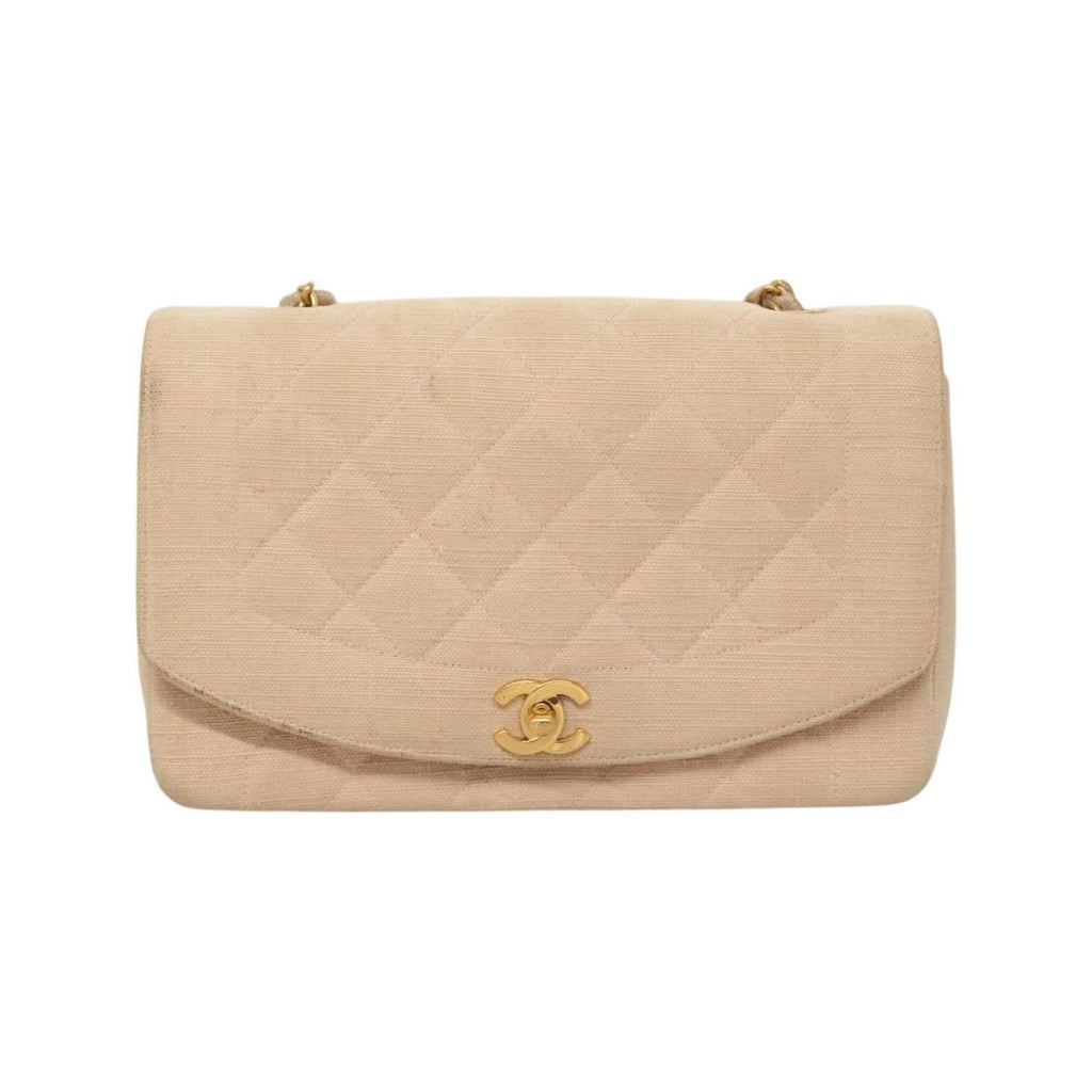 Sac Porté Épaule Chanel Vintage Diana Flap Small Toile - Rose