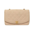 Sac Porté Épaule Chanel Vintage Diana Flap Small Toile - Rose