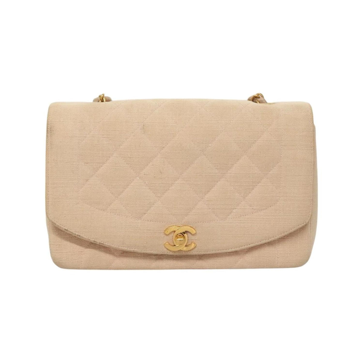Sac Porté Épaule Chanel Vintage Diana Flap Small Toile - Rose