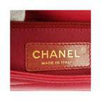 Sac Porté Épaule Chanel Surpique Chevron Cc Flap Medium Cuir - Rouge