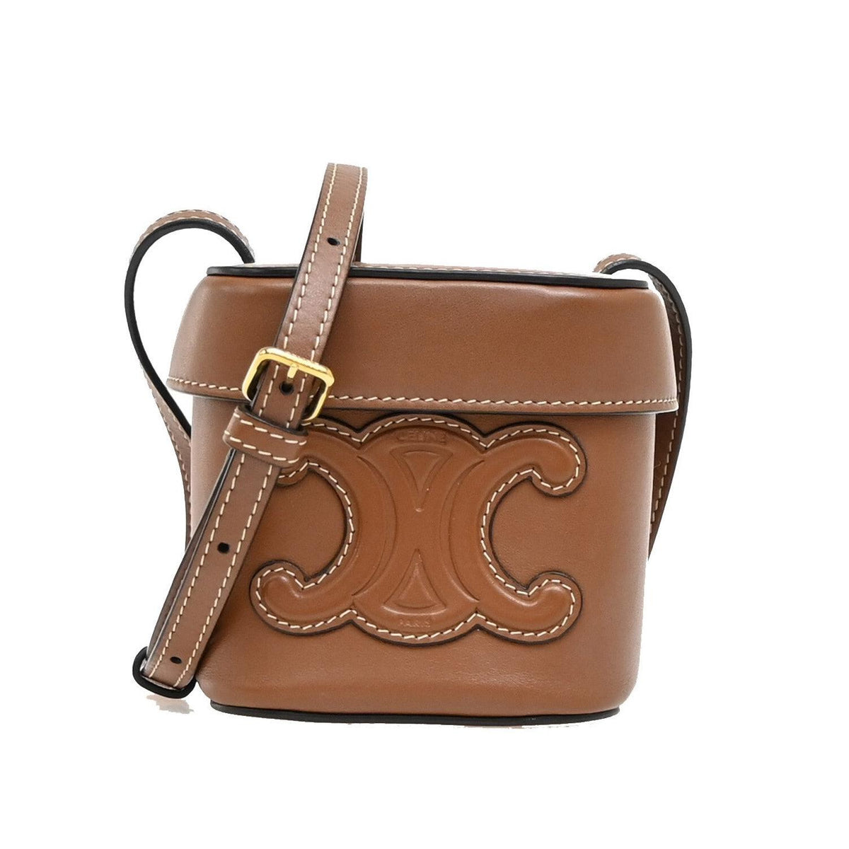 Sac À Main Celine Cuir Triomphe Box Small Cuir - Marron