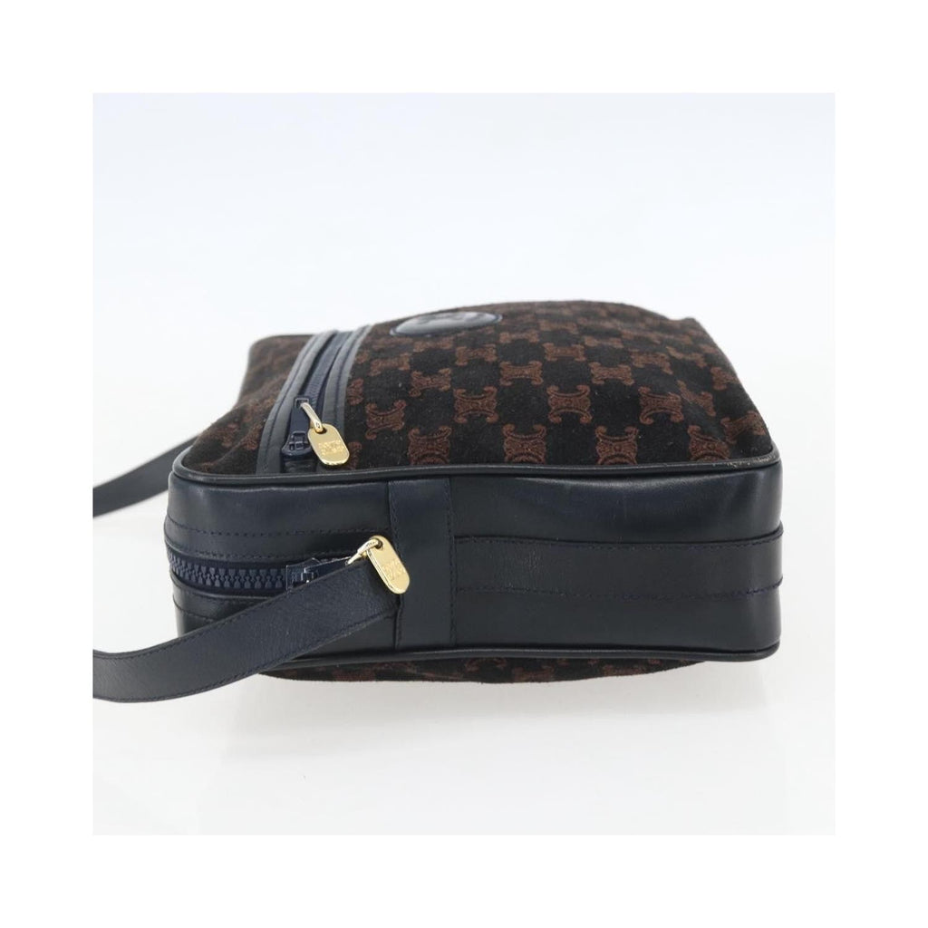 Sac Porté Épaule Celine C Macadam Shoulder Bag Daim - Bleu Marine