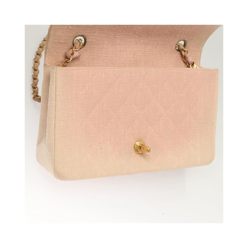Sac Porté Épaule Chanel Vintage Diana Flap Small Toile - Rose