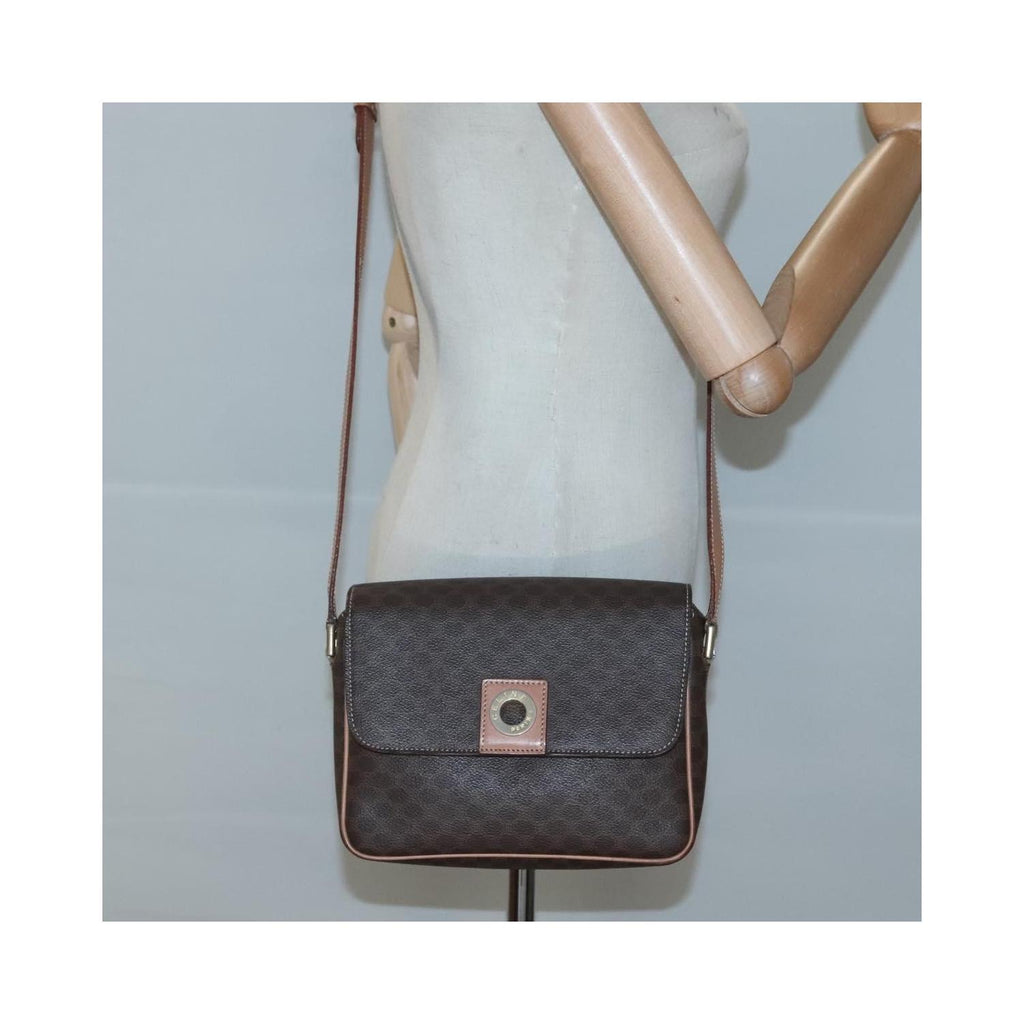 Sac Porté Épaule Celine Vintage Macadam Circle Logo Toile - Marron