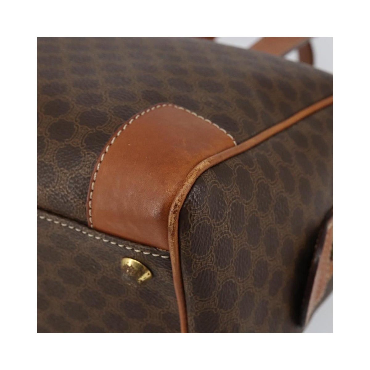 Sac Porté Épaule Celine Macadam Handbag Toile - Marron