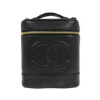 Sac À Main Chanel Vintage Timeless Cosmetic Case Small Cuir - Noir