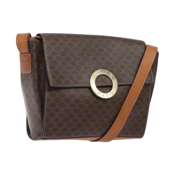 Celine Vintage Macadam Circle Logo Bolso de hombro Lona y cuero Imagen del producto