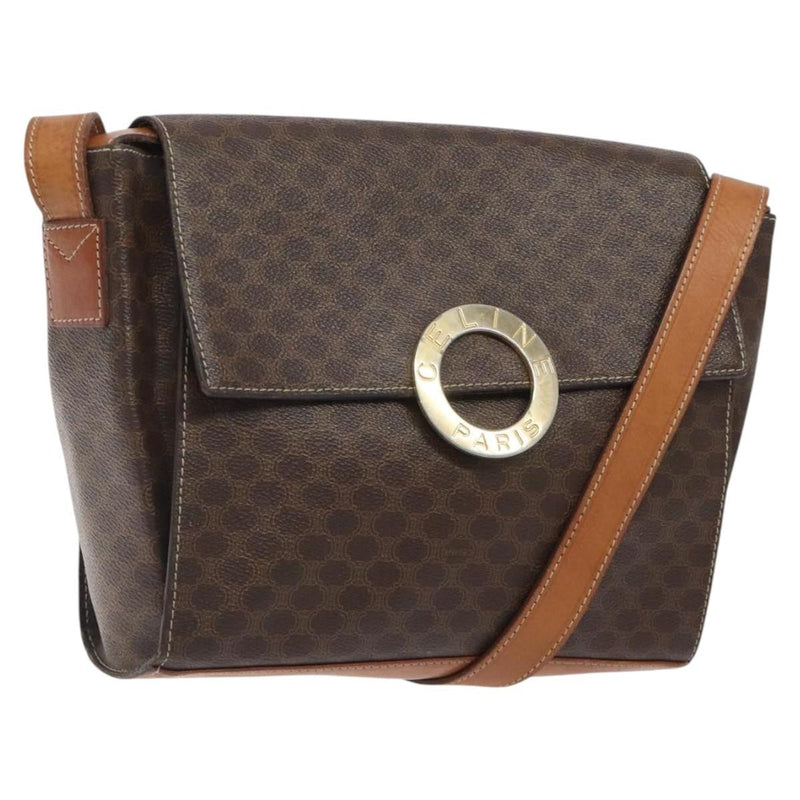 Celine Vintage Macadam Circle Logo Shoulder Bag Canvas and Leather Product Image