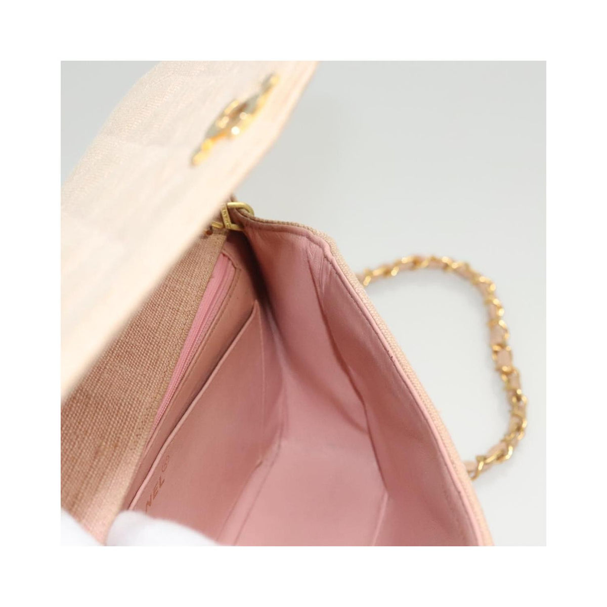 Sac Porté Épaule Chanel Vintage Diana Flap Small Toile - Rose