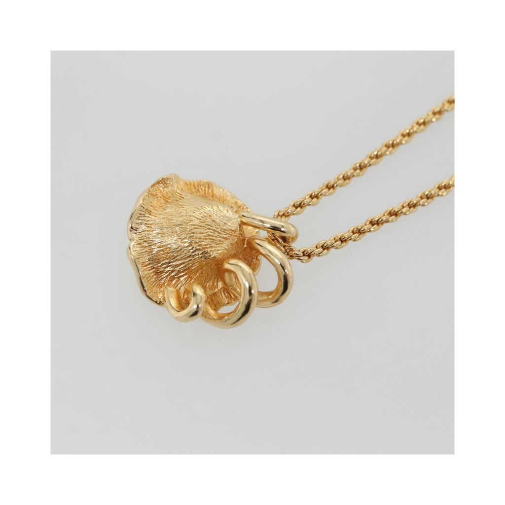 Bijou Christian Dior Logo Flower Necklace Metal - Or