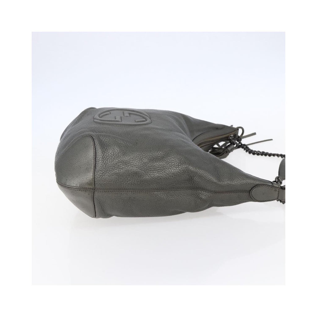 Sac Porté Épaule Gucci Soho Chain Hobo Medium Cuir - Argent
