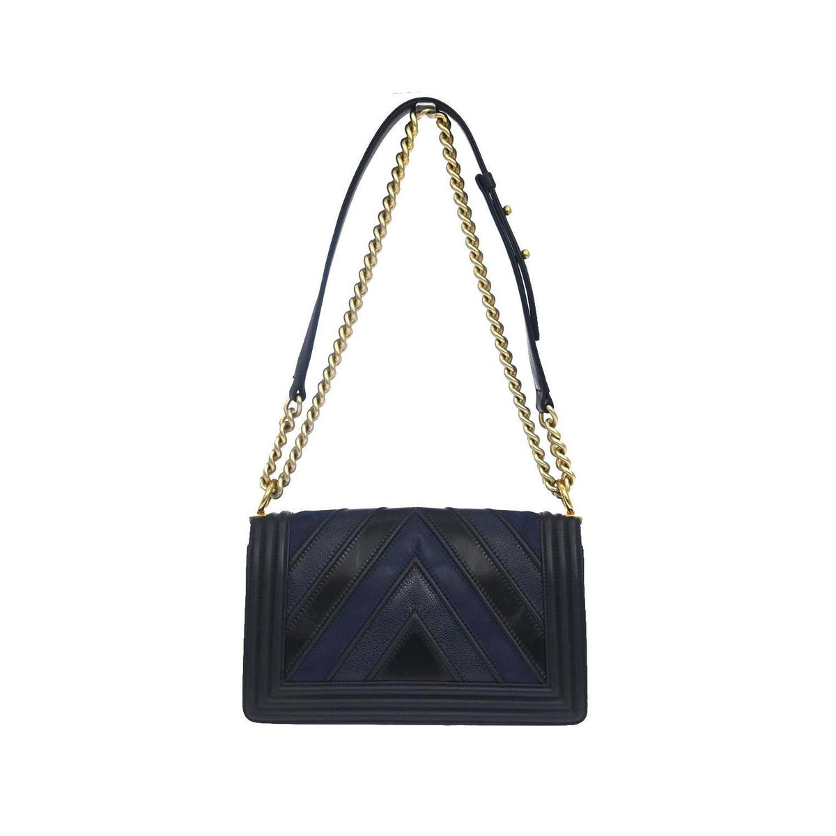 Bolso de hombro Chanel Boy Flap Old Medium de piel - azul marino