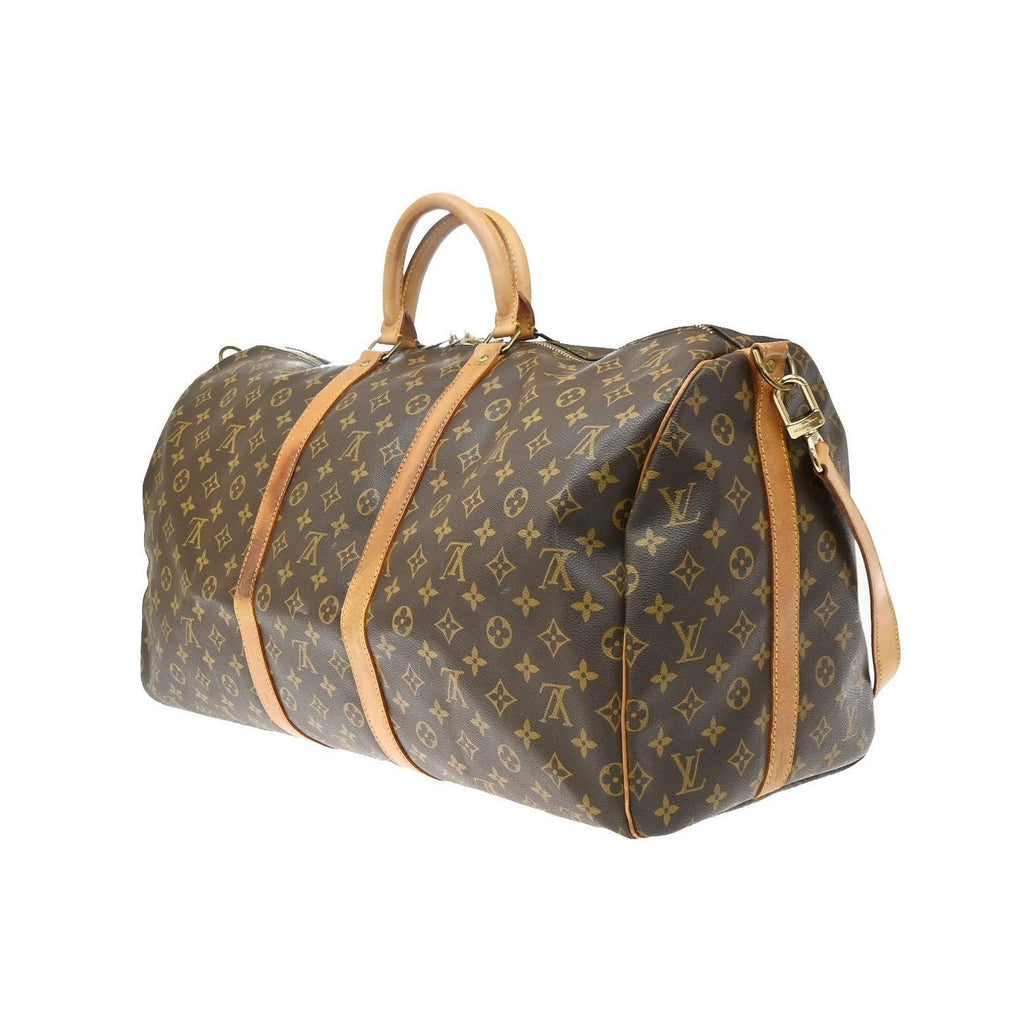 Sac De Voyage Louis Vuitton Keepall Bandoulière 55 Cuir - Marron