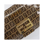 Borsa a spalla Fendi Mamma Baguette media in tela - Beige