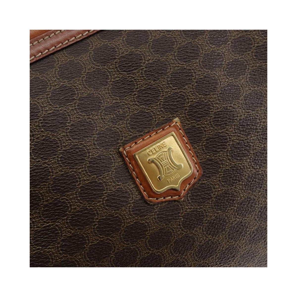 Sac Porté Épaule Celine Macadam Shoulder Bag Toile - Marron