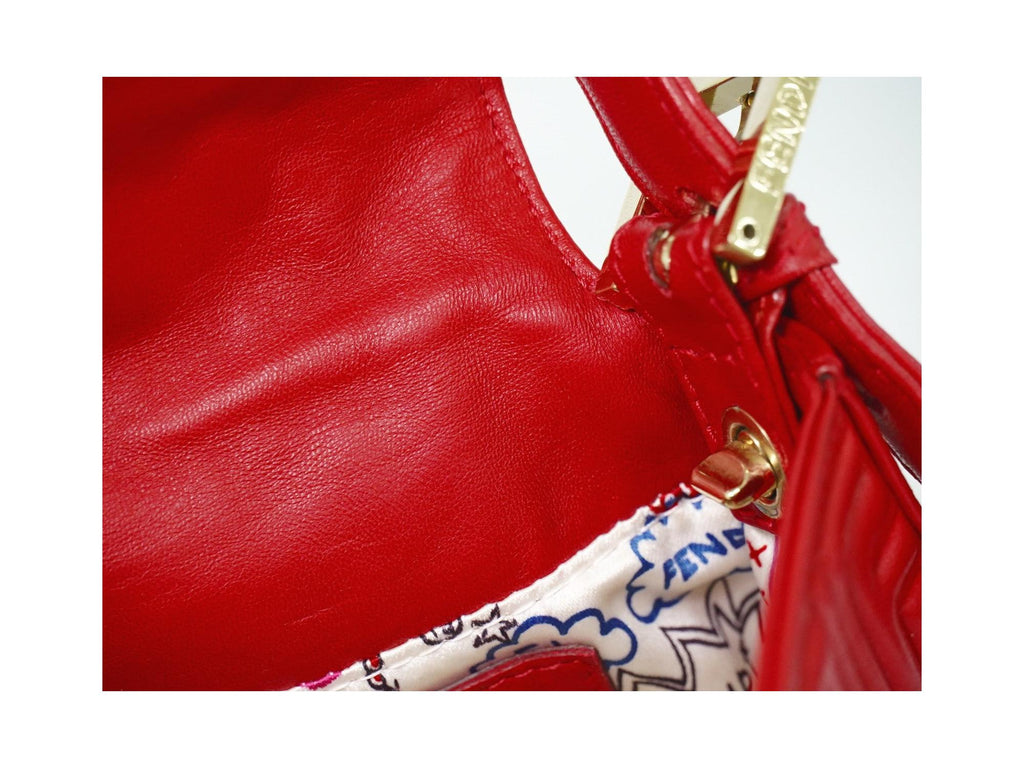 Sac À Main Fendi Mamma Baguette Cuir - Rouge