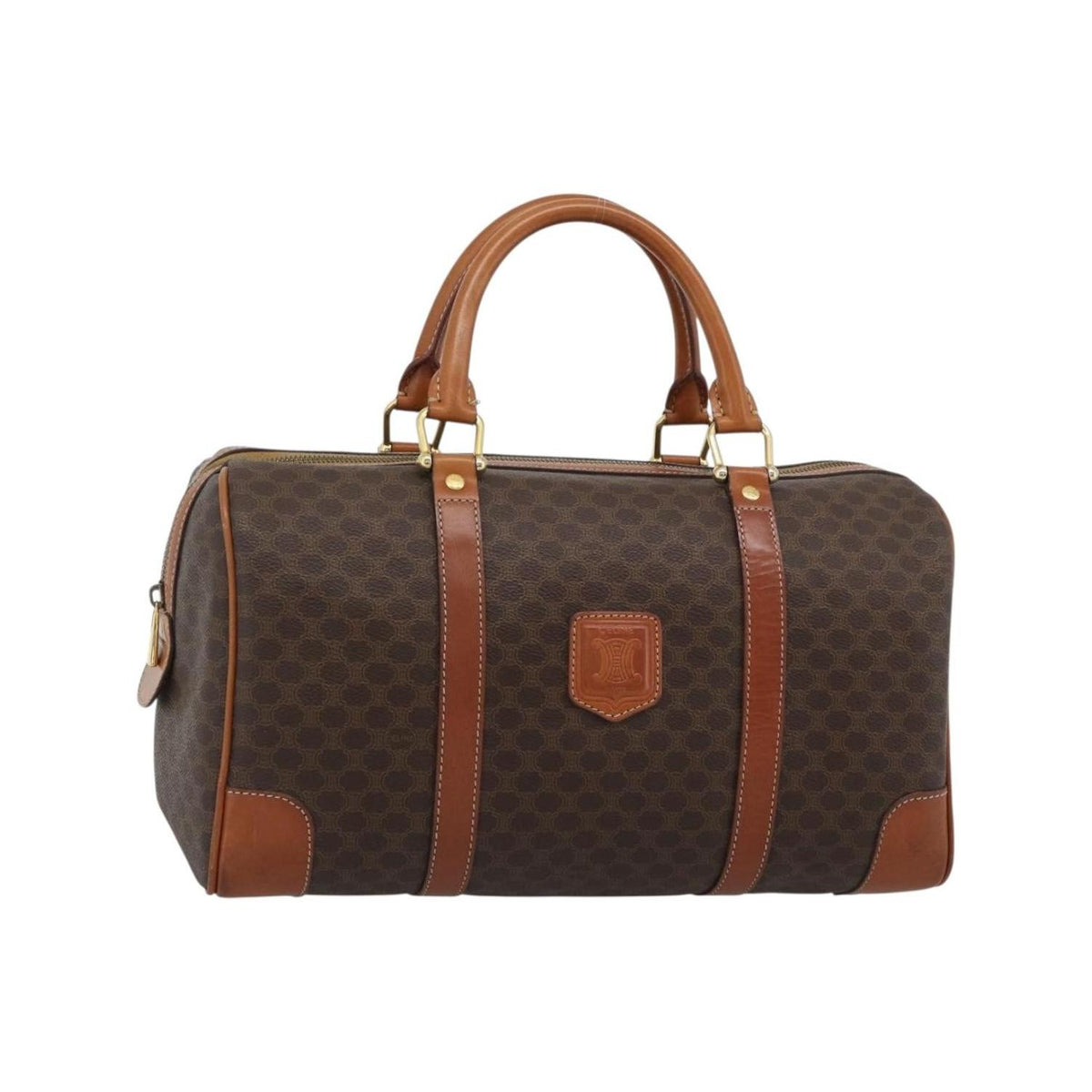 Sac À Main Celine Vintage Macadam Boston Toile - Marron