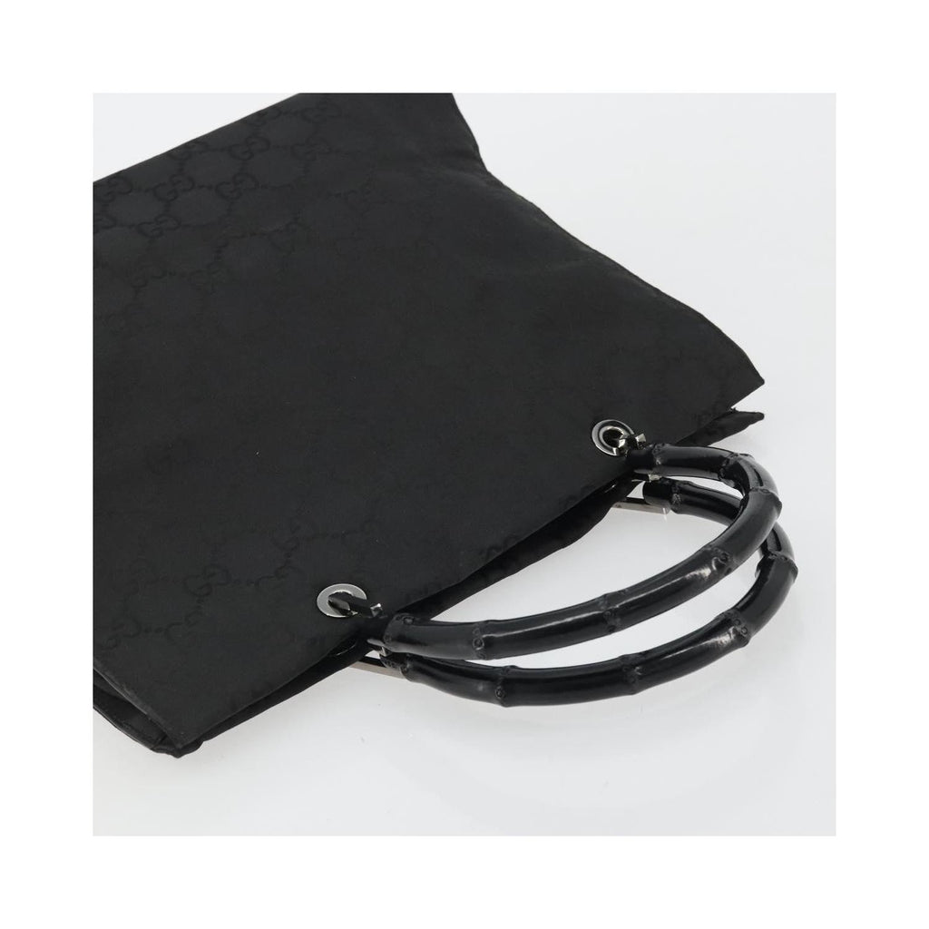 Cabas Gucci Vintage Bamboo Handle Tote Toile - Noir