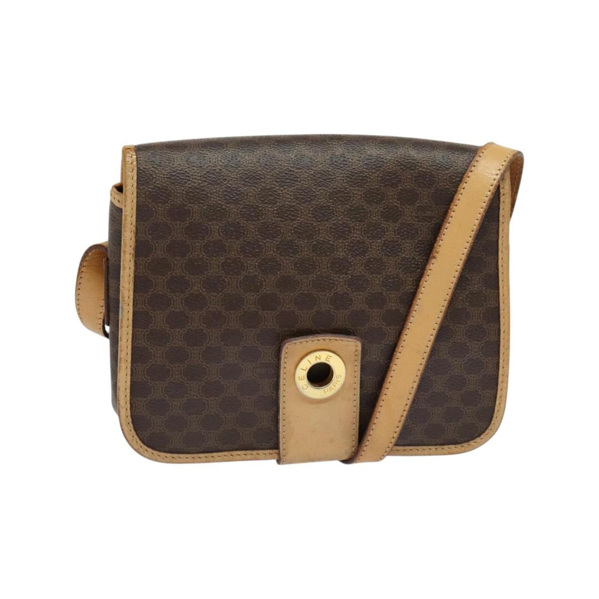 Sac Celine Macadam Shoulder Bag Toile - Marron
