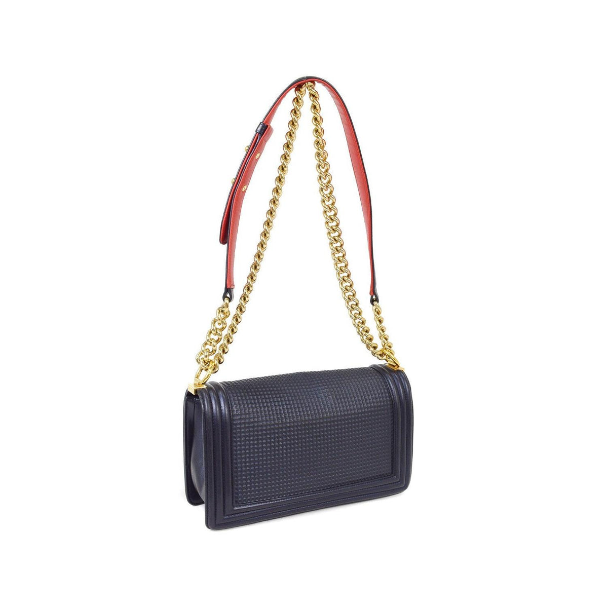 Sac Porté Épaule Chanel Boy Flap New Medium Cuir - Bleu Marine