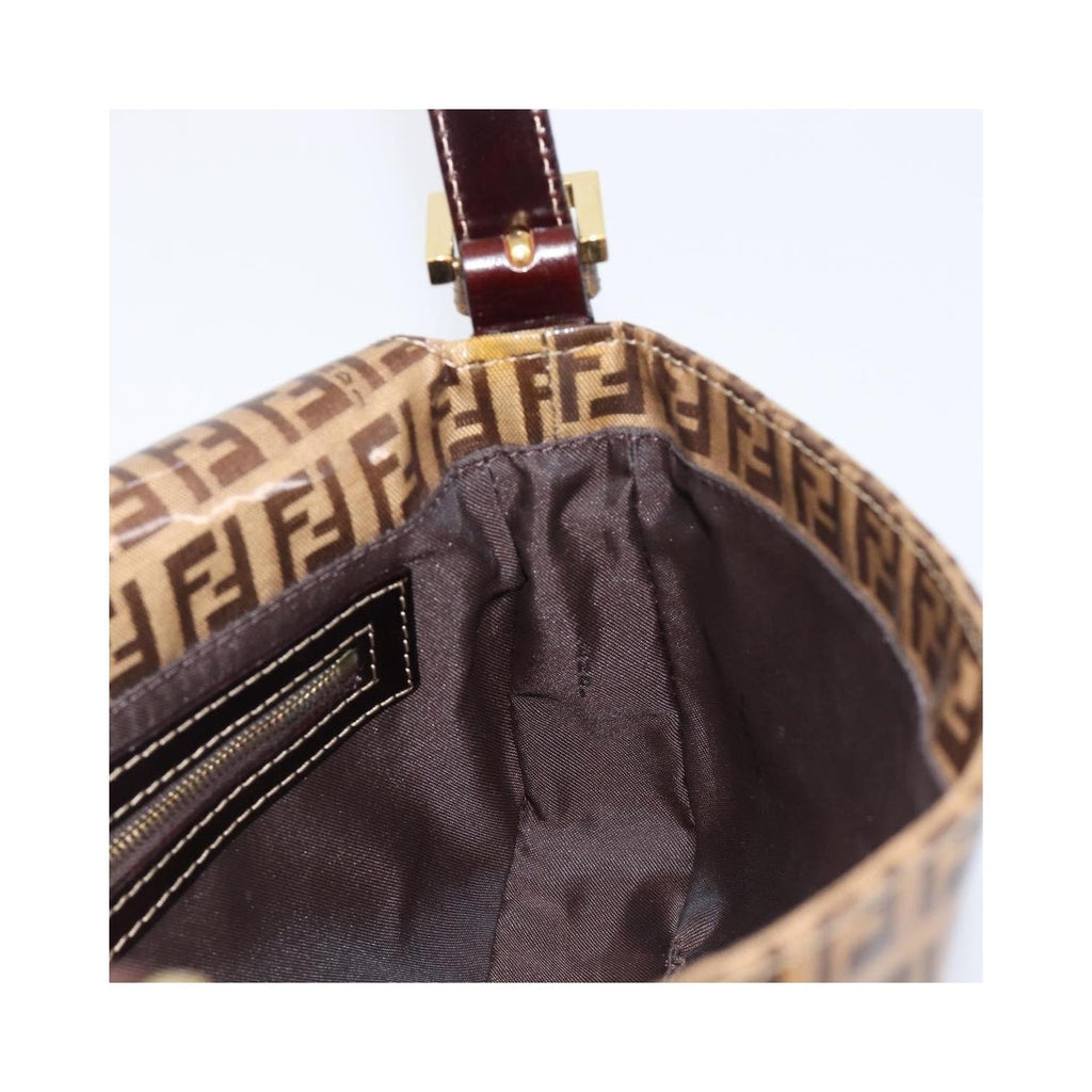 Borsa a spalla Fendi Mamma Baguette media in tela - Beige