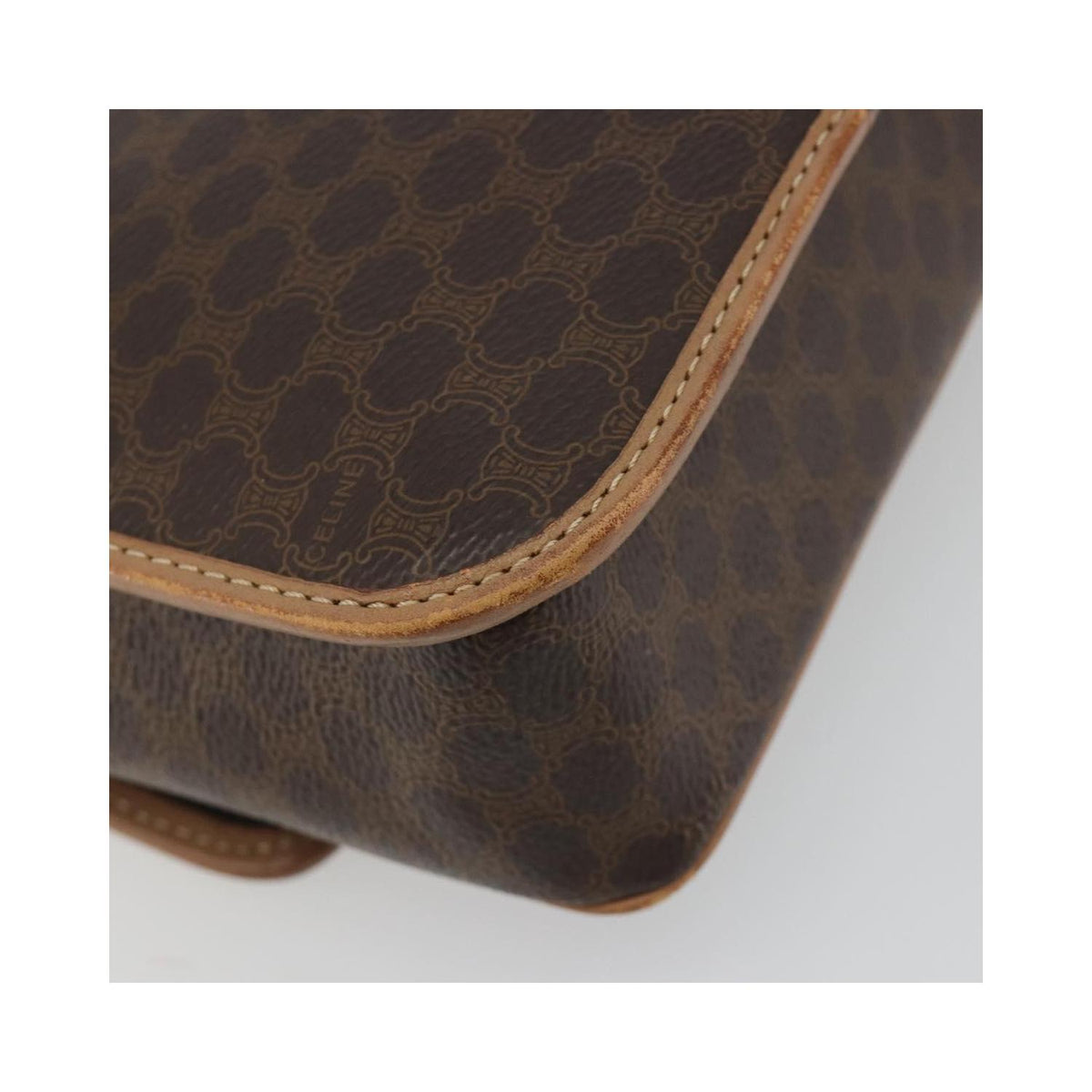 Sac Porté Épaule Celine Vintage Macadam Circle Logo Toile - Marron