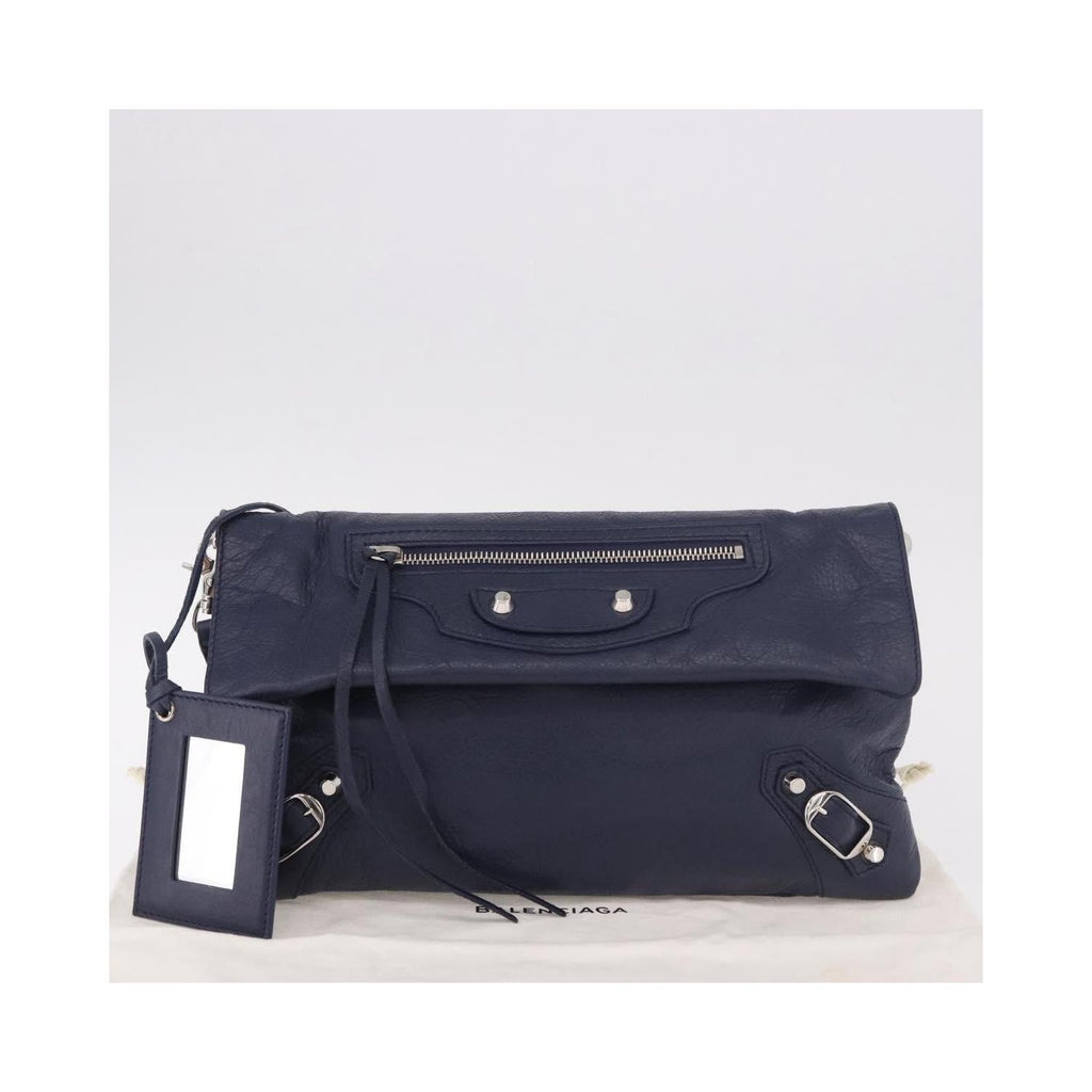 Pochette Balenciaga Classic Studs Envelope Strap Clutch Mini Cuir - Bleu Marine