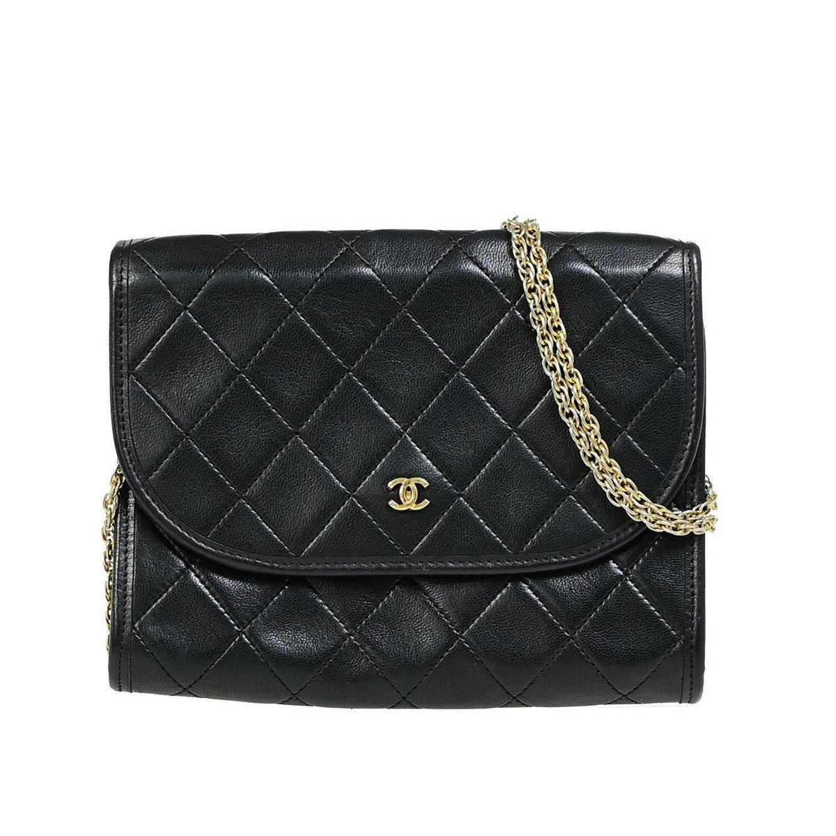 Sac Chanel Vintage Round Flap Small Cuir - Noir