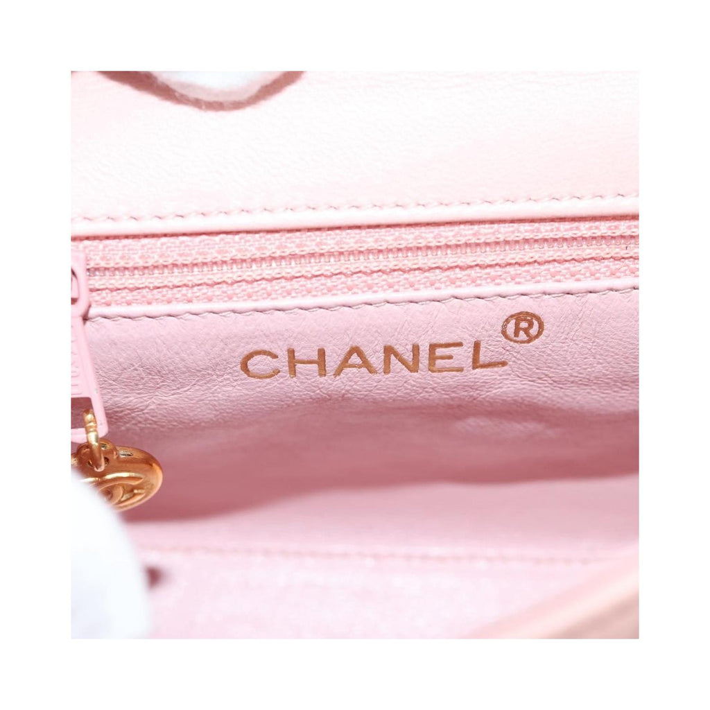 Sac Chanel Vintage Camellia Flap Bag Micro Cuir - Rose