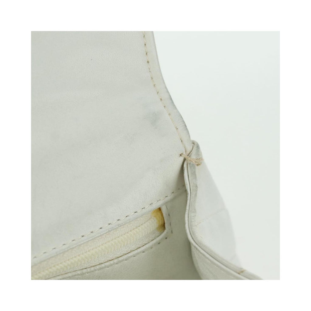 Sac Porté Épaule Chanel Vintage Gripoix Flap Cuir - Blanc