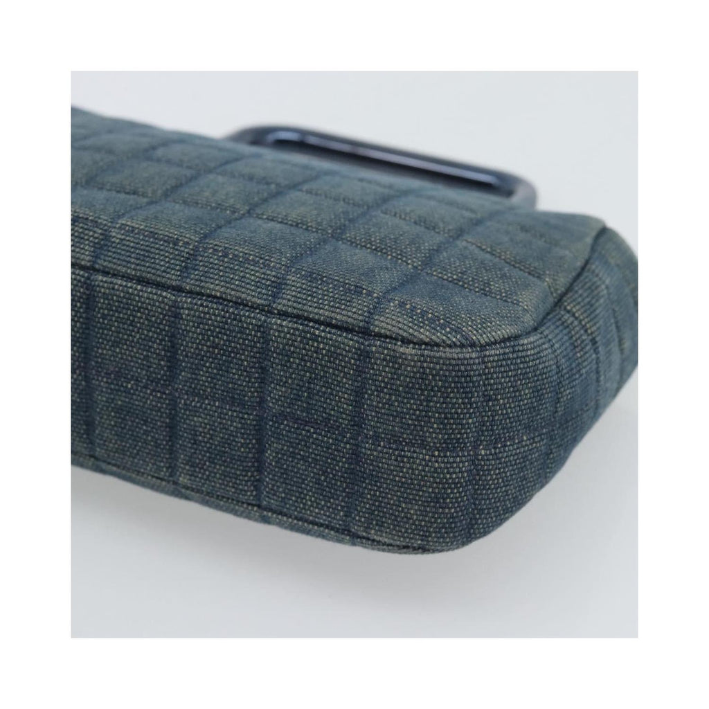 Sac À Main Chanel Chocolate Bar Mademoiselle Top Handle Small Toile - Bleu