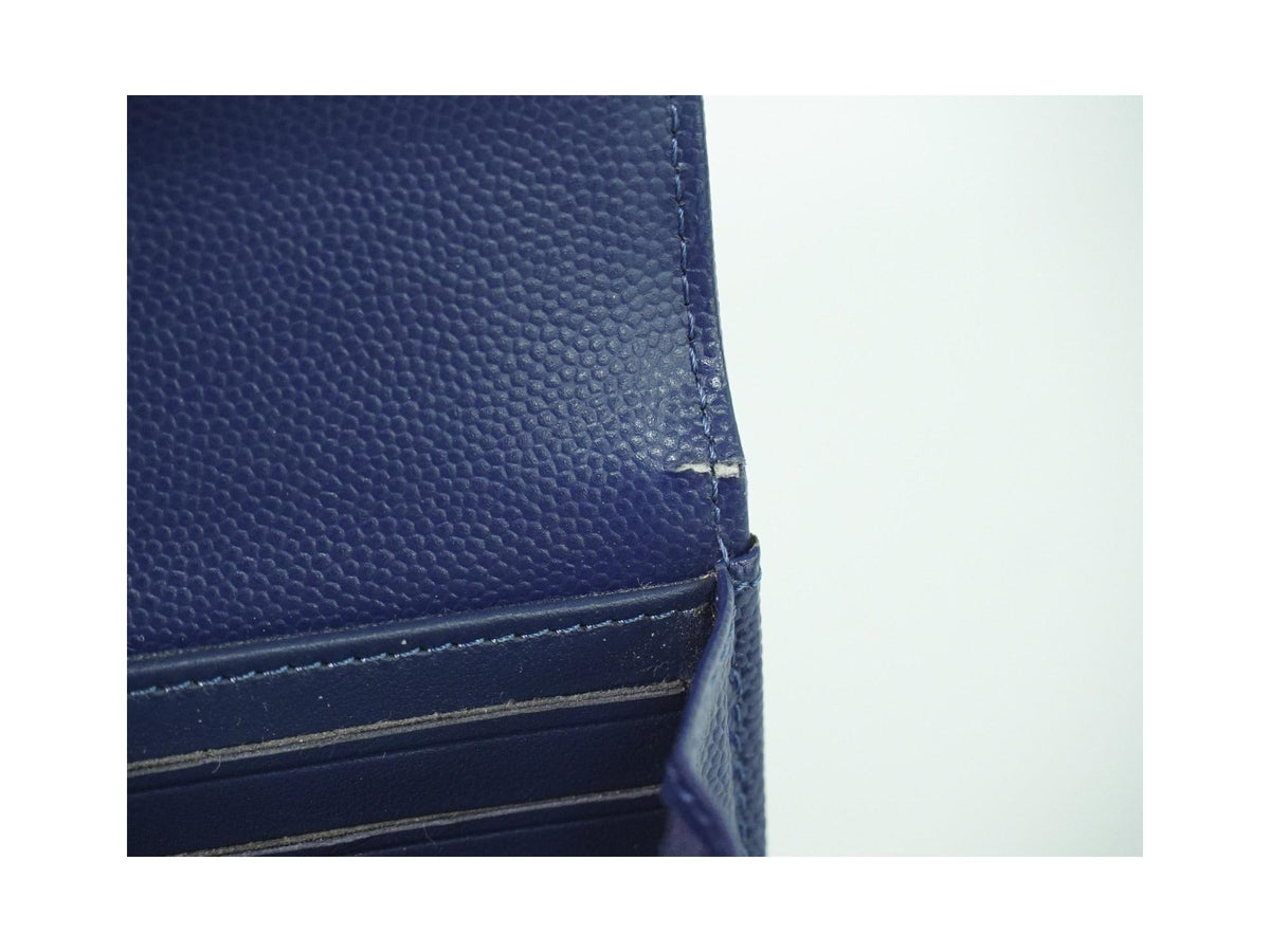 Portefeuille Chanel Deauville Flap Wallet Long Cuir - Bleu Marine