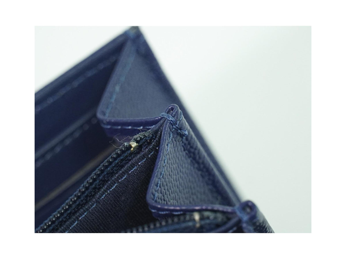 Portefeuille Chanel Deauville Flap Wallet Long Cuir - Bleu Marine