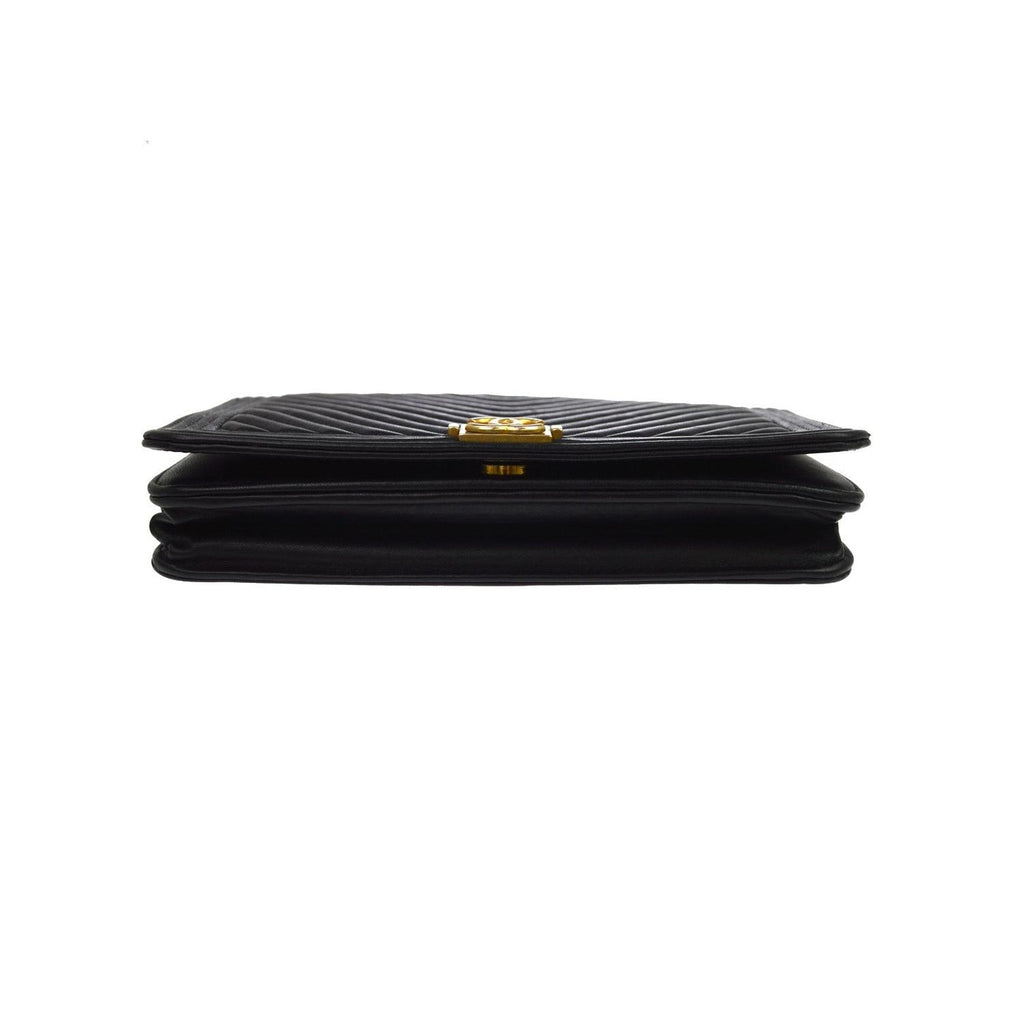 Sac Porté Épaule Chanel Boy Wallet On Chain Cuir - Noir