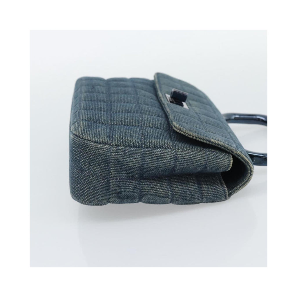 Sac À Main Chanel Chocolate Bar Mademoiselle Top Handle Small Toile - Bleu