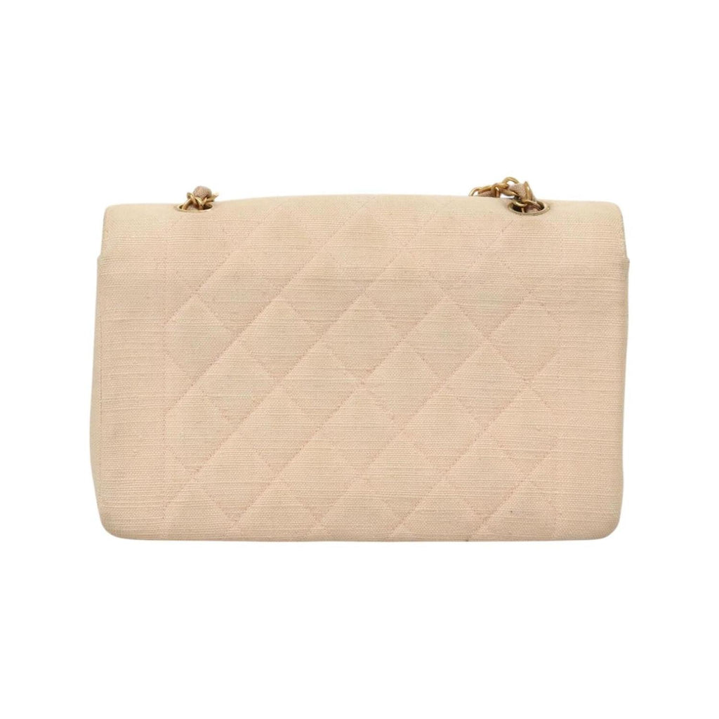 Sac Porté Épaule Chanel Vintage Diana Flap Small Toile - Rose