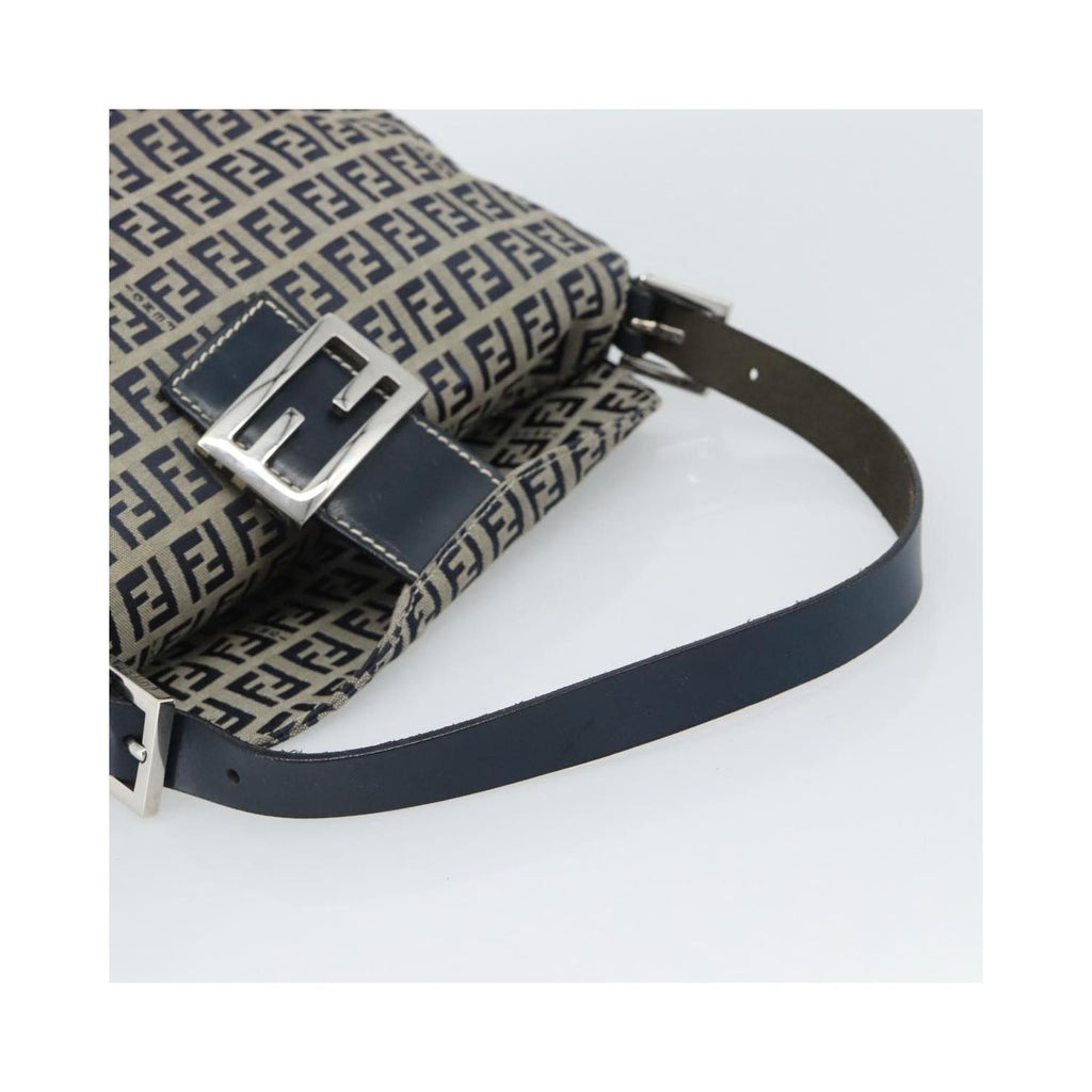 Sac Porté Épaule Fendi Zucchino Canvas Mamma Baguette Medium Toile - Bleu Marine