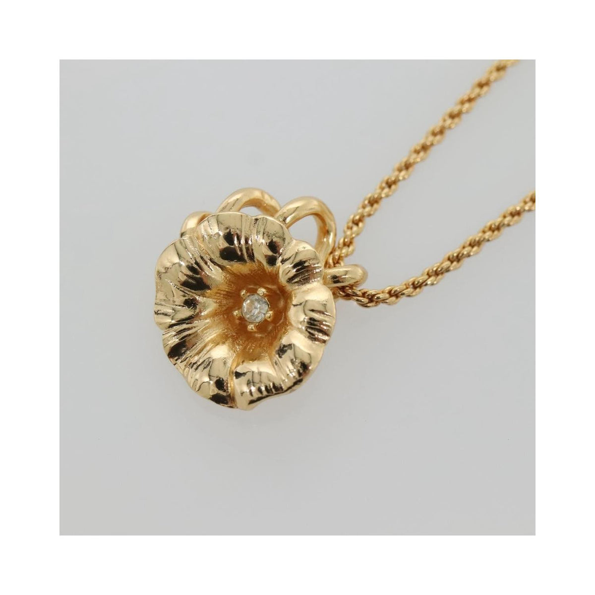 Bijou Christian Dior Logo Flower Necklace Metal - Or
