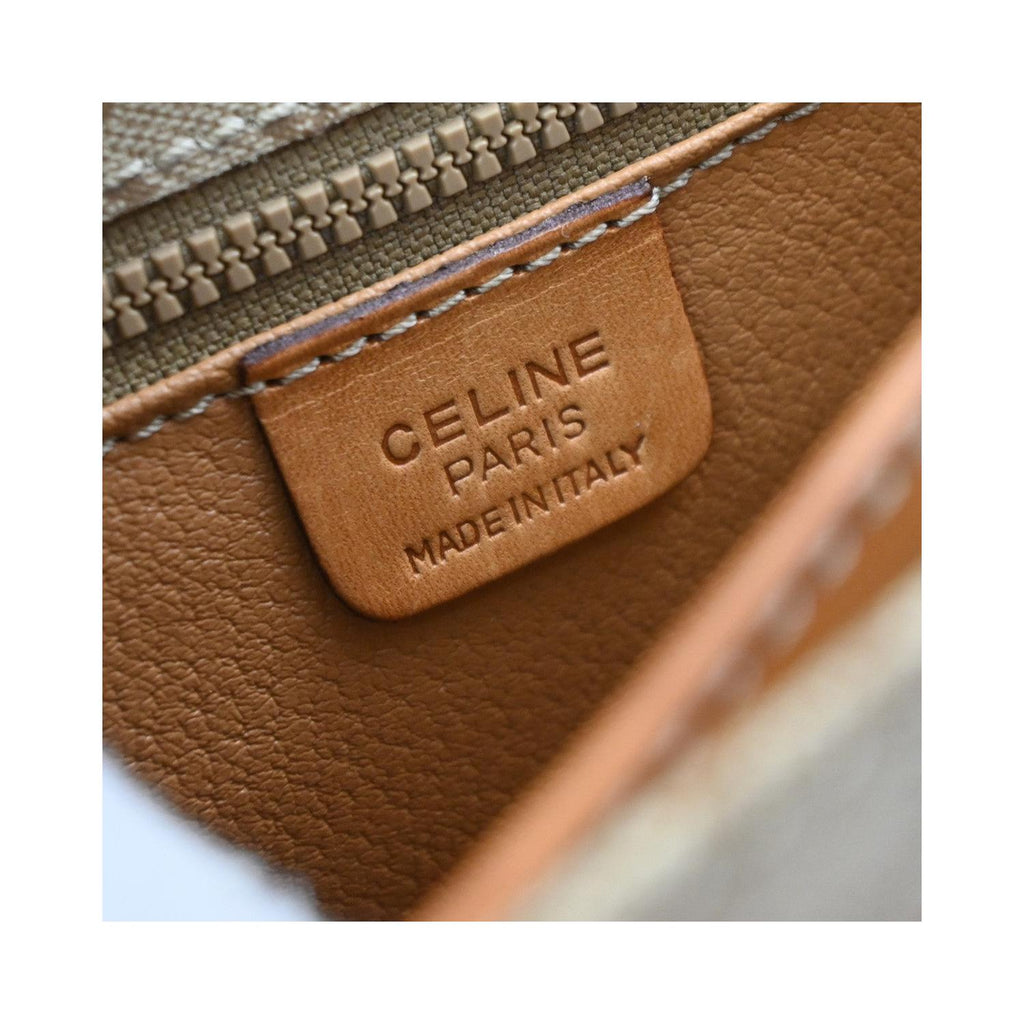 Bolso de hombro Celine Vintage Macadam con logo circular de PVC - Beige