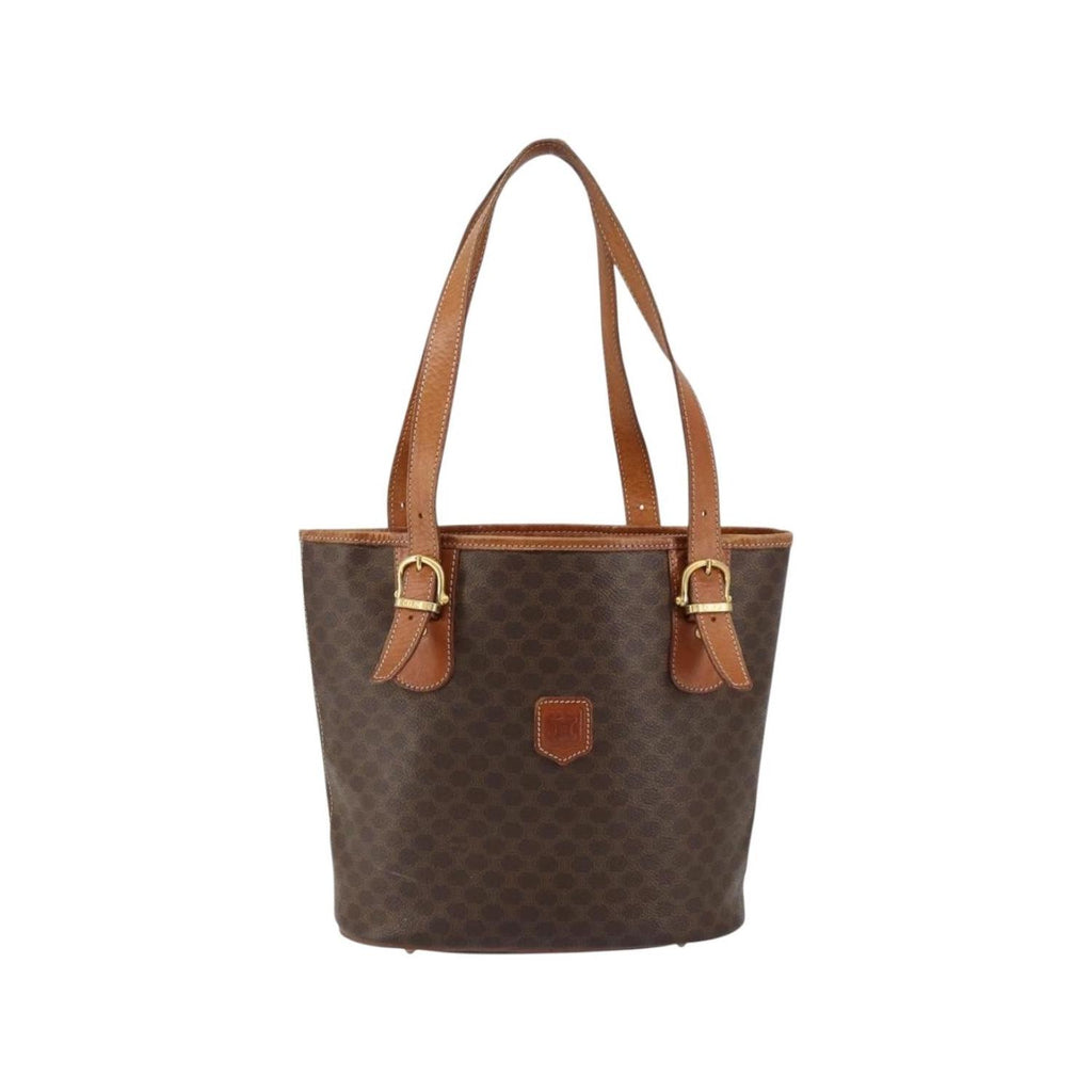 Cabas Celine Vintage Macadam Shopper Tote Toile - Marron