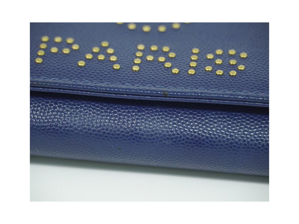 Portefeuille Chanel Deauville Flap Wallet Long Cuir - Bleu Marine