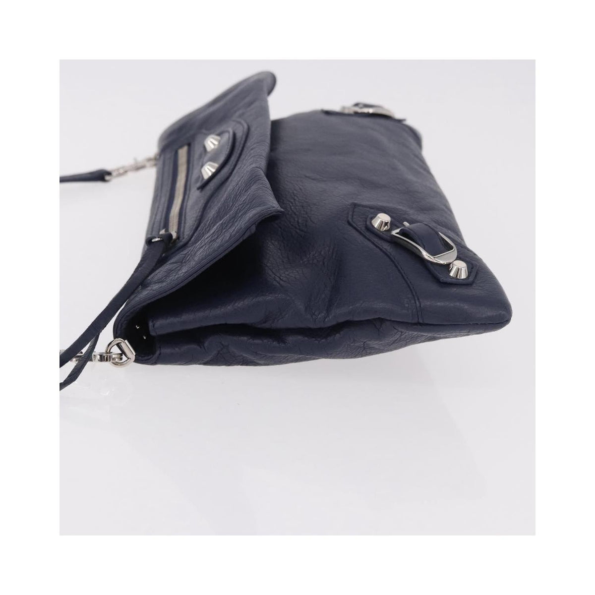 Pochette Balenciaga Classic Studs Envelope Strap Clutch Mini Cuir - Bleu Marine