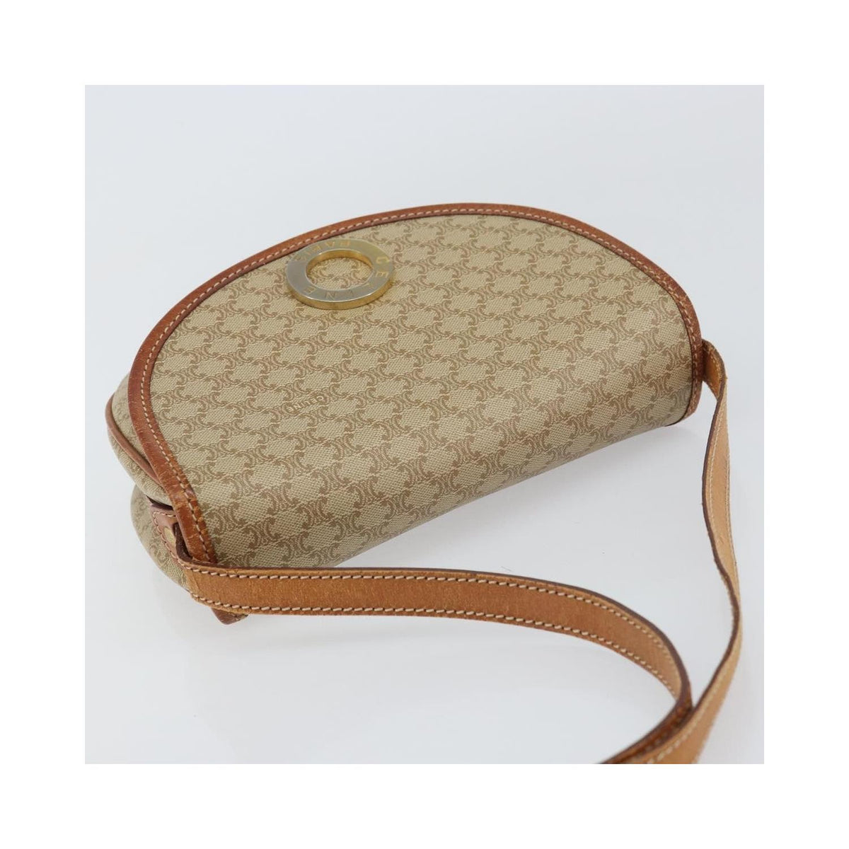 Sac Porté Épaule Celine Macadam Shoulder Bag Pvc - Beige