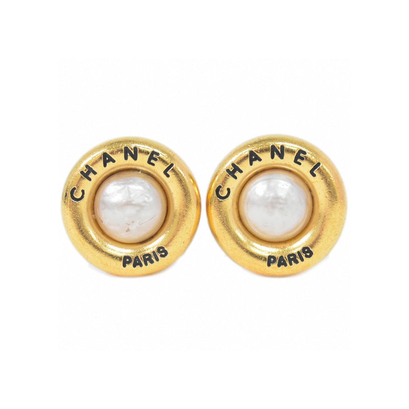 Chanel CC Hoop Clip-On Earrings Crystal Embellished Metal Product Image