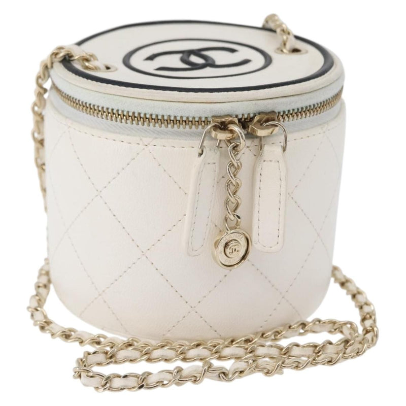 Chanel CC Round Vanity Case with Chain Quilted Lambskin Mini