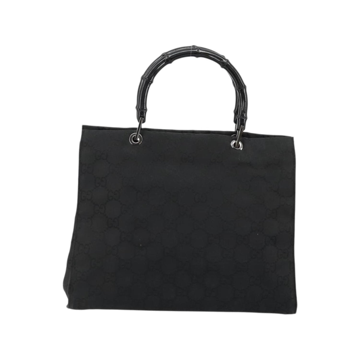 Cabas Gucci Vintage Bamboo Handle Tote Toile - Noir