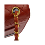 Sac Porté Épaule Chanel Vintage Mademoiselle Lock Chain Flap Cuir - Rouge